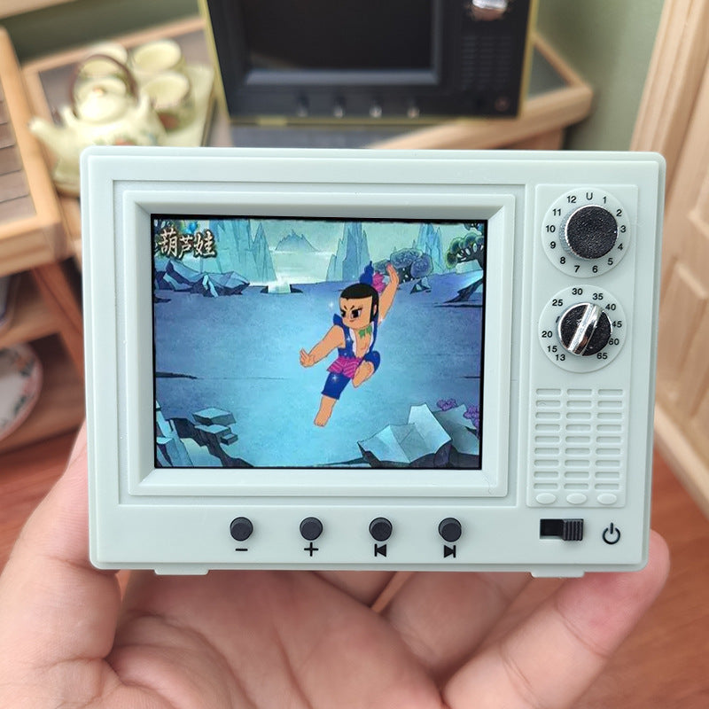 1:12 Scale Mini Playable TV Dollhouse Accessory for OB11 Dolls - Miniature Gachapon Decoration