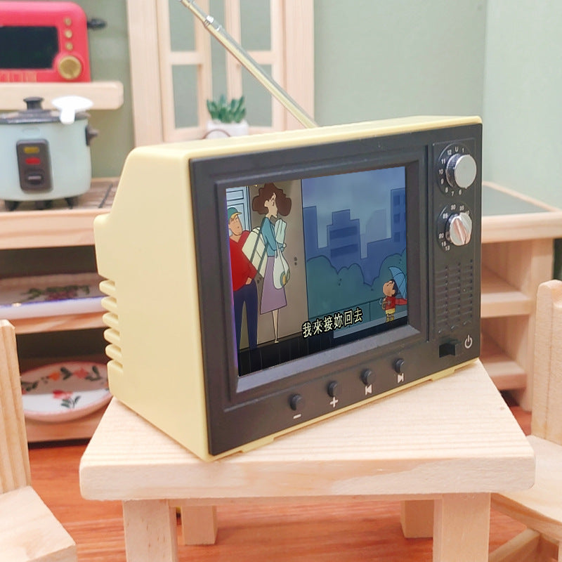1:12 Scale Mini Playable TV Dollhouse Accessory for OB11 Dolls - Miniature Gachapon Decoration