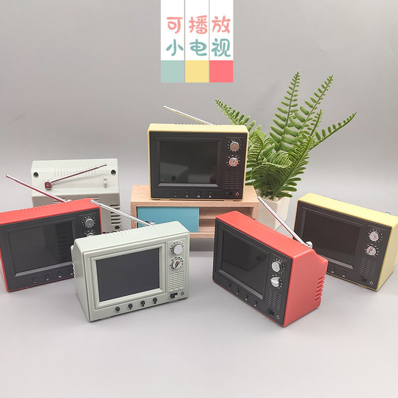 1:12 Scale Mini Playable TV Dollhouse Accessory for OB11 Dolls - Miniature Gachapon Decoration